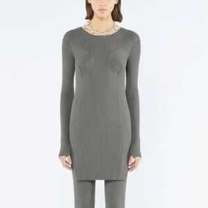 $745 NWT Nanushka “Luzza” Ribbed L/S Top with Shaped Bust in Asphalt Sz Large
